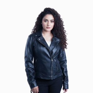 Women’s Black Leather Motorcycle Jacket – By UmHashCo
