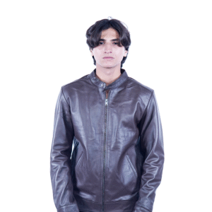 Men’s Brown Leather Jacket – Classic Genuine Leather Outerwear-By Umhashc