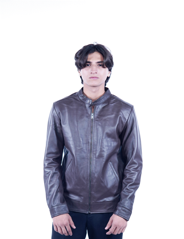 Men’s Brown Leather Jacket – Classic Genuine Leather Outerwear-By Umhashc