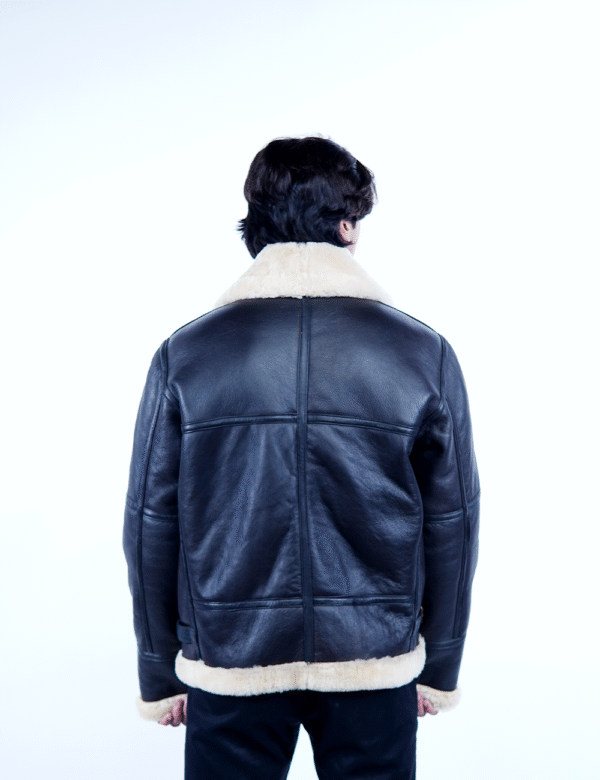 Men’s Shearling Leather Jacket – Genuine Sheep with Fur Collar & Warm Inner Lining- By Umhashco - Image 5