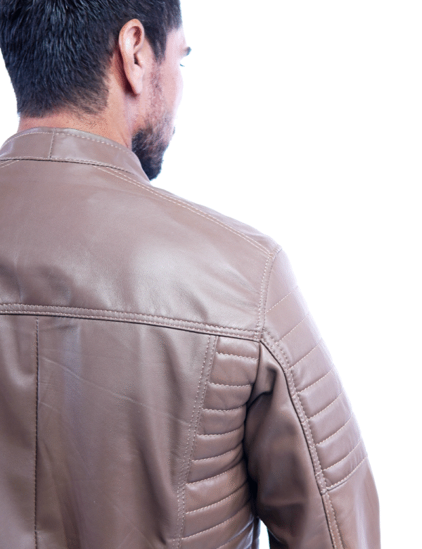 Men’s Tan Leather Jacket – Slim Fit Genuine Leather- By Umhashc - Image 2
