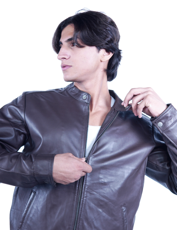 Men’s Brown Leather Jacket – Classic Genuine Leather Outerwear-By Umhashc - Image 3