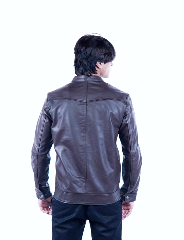 Men’s Brown Leather Jacket – Classic Genuine Leather Outerwear-By Umhashc - Image 2