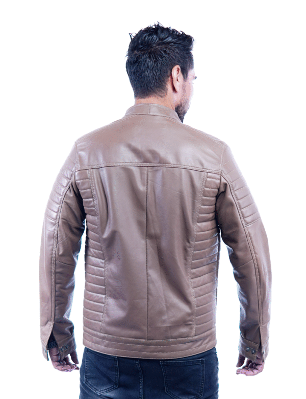 Men’s Tan Leather Jacket – Slim Fit Genuine Leather- By Umhashc - Image 4