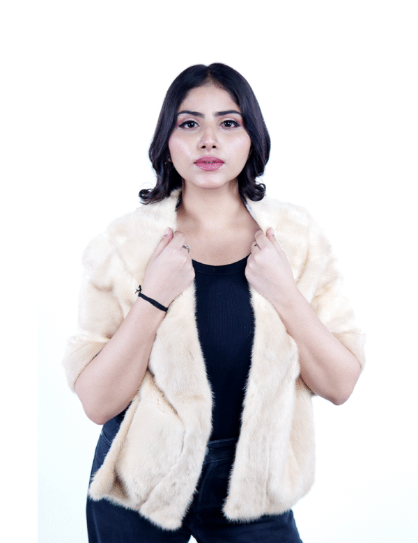 Women’s Luxury Beige Faux Fur Shrug – Elegant & Warm By Umhashco