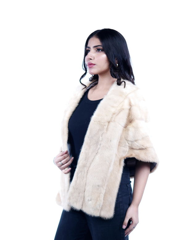 Women’s Luxury Beige Faux Fur Shrug – Elegant & Warm By Umhashco - Image 3