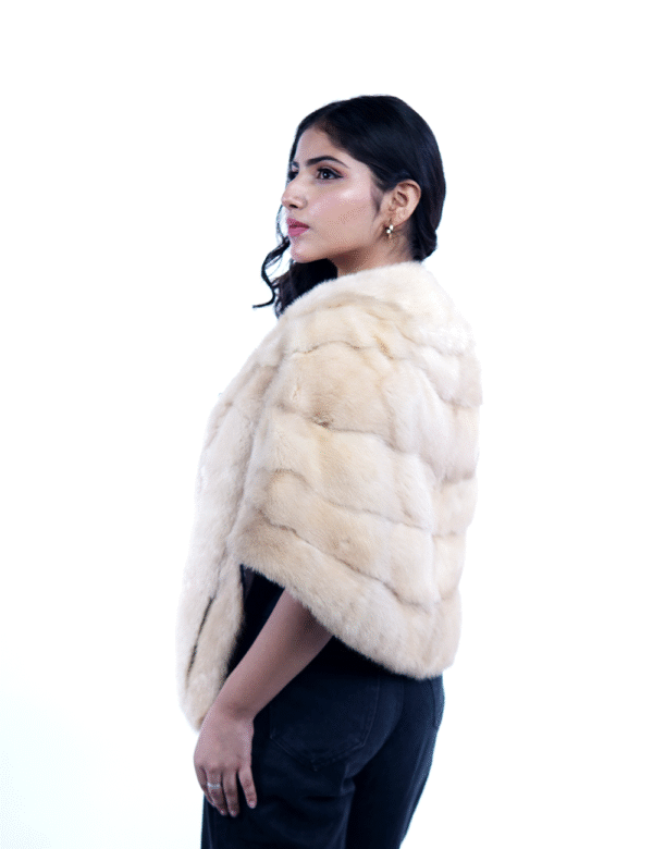Women’s Luxury Beige Faux Fur Shrug – Elegant & Warm By Umhashco - Image 4