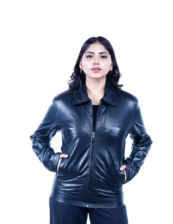 Women’s Black Sheep Leather Jacket – Classic & Stylish- By Umhashco