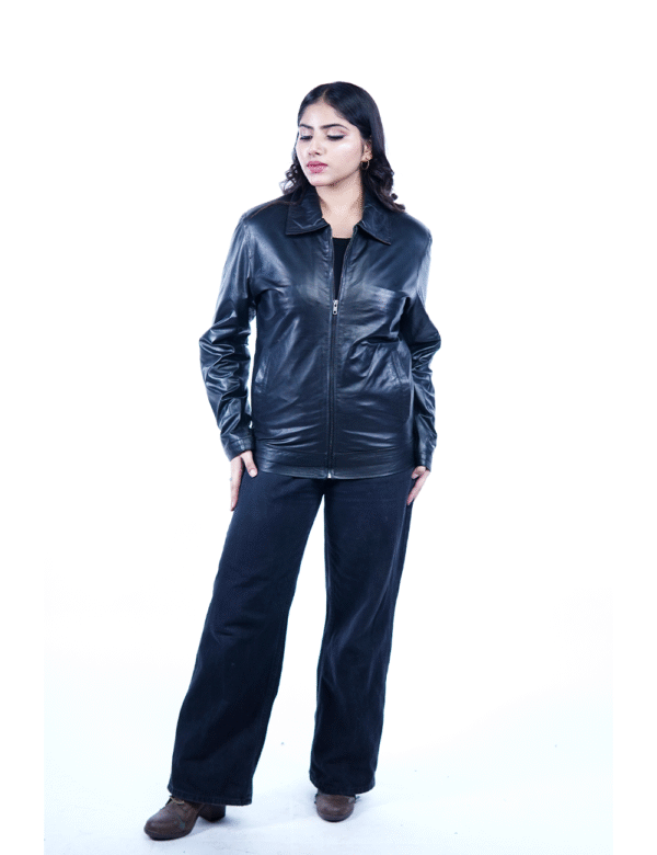 Women’s Black Sheep Leather Jacket – Classic & Stylish- By Umhashco - Image 4