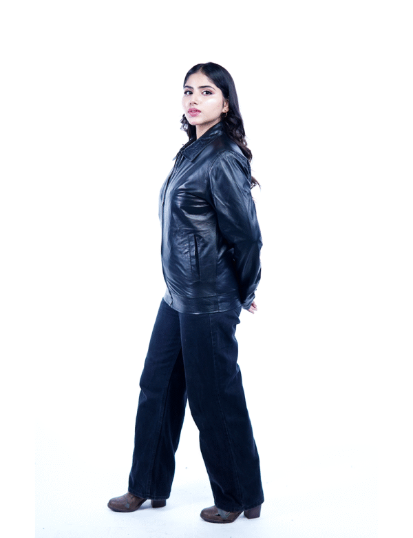 Women’s Black Sheep Leather Jacket – Classic & Stylish- By Umhashco - Image 5