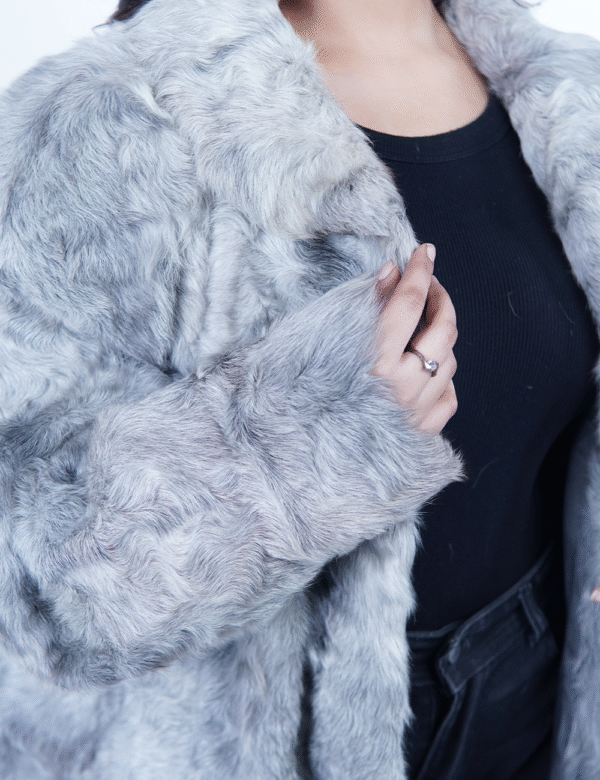 Women’s Luxury Grey Faux Fur Winter Coat – Stylish & Cozy- By Umhashco - Image 3
