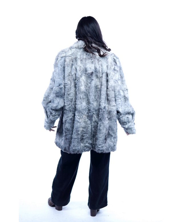 Women’s Luxury Grey Faux Fur Winter Coat – Stylish & Cozy- By Umhashco - Image 2