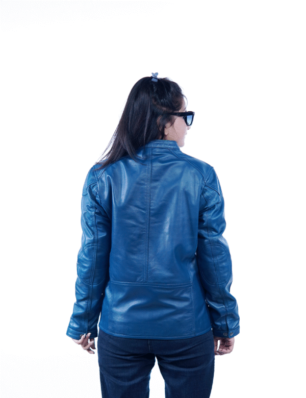 Women’s Blue Sheep Leather Jacket – Stylish Outerwear by Umhashco - Image 2